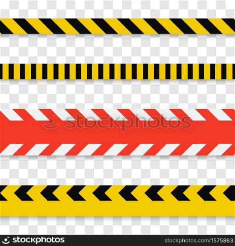 Warning Stripes Vector Set. Danger Yellow and Red line set
