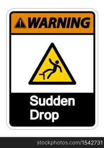 Warning Sudden Drop Symbol Sign On White Background,Vector illustration