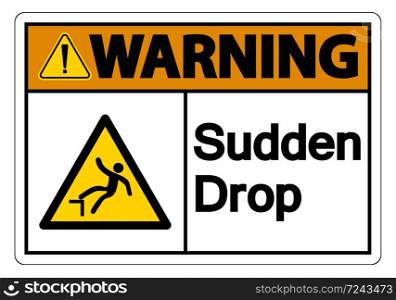 Warning Sudden Drop Symbol Sign On White Background,vector illustration