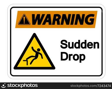 Warning Sudden Drop Symbol Sign On White Background,Vector illustration