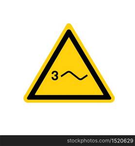 Warning Three Phase Power Symbol Sign, Vector Illustration, Isolate On White Background Label. EPS10