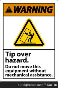Warning Tip Over Hazard Do Not Move Label On White Background