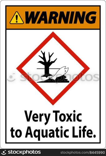 Warning Very Toxic To Aquatic Life Sign On White Background