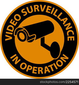 Warning Video Surveillance In Operation Sign White Background