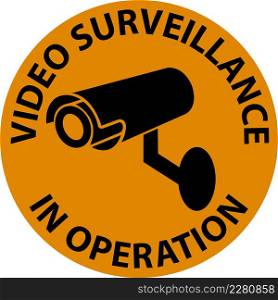 Warning Video Surveillance In Operation Sign White Background