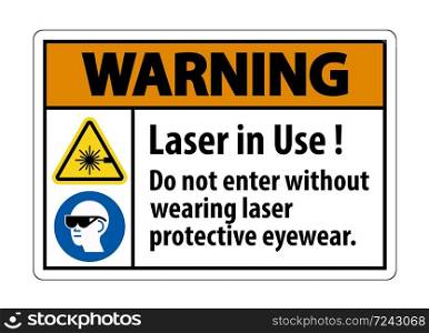 Warning Warning PPE Safety Label,Laser In Use Do Not Enter Without Wearing Laser Protective Eyewear