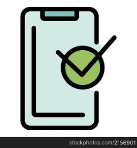 Warranty smartphone icon. Outline warranty smartphone vector icon color flat isolated. Warranty smartphone icon color outline vector