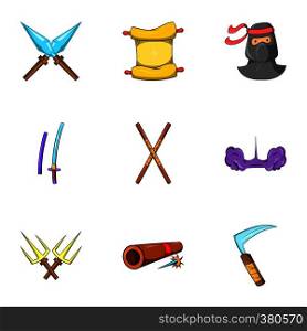 Warrior icons set. Cartoon illustration of 9 warrior vector icons for web. Warrior icons set, cartoon style