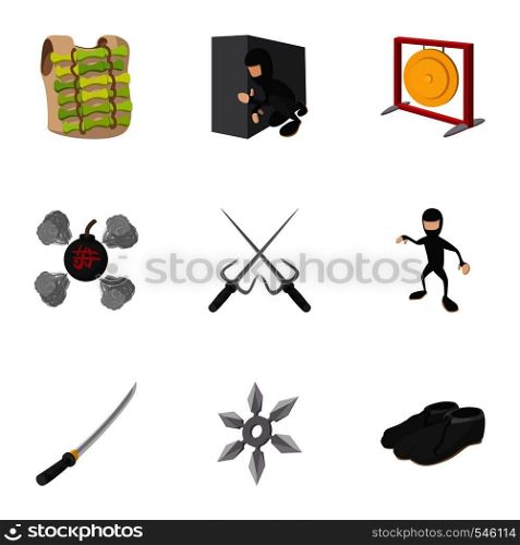 Warrior icons set. Cartoon illustration of 9 warrior vector icons for web. Warrior icons set, cartoon style