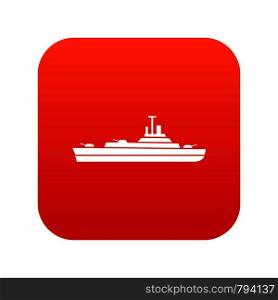 Warship icon digital red for any design isolated on white vector illustration. Warship icon digital red