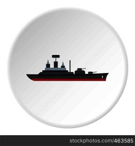 Warship icon in flat circle isolated vector illustration for web. Warship icon circle