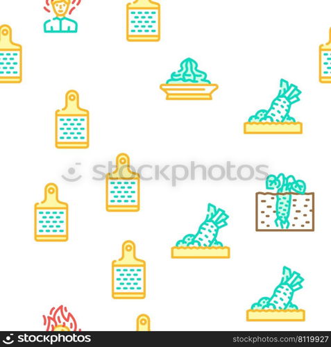 Wasabi Japanese Spice Vector Seamless Pattern Color Line Illustration. Wasabi Japanese Spice Vector Seamless Pattern