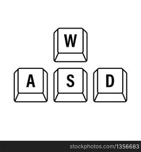 WASD computer keyboard buttons. Desktop interface. Web icon. Gaming and cybersport. Vector stock illustration. WASD computer keyboard buttons. Desktop interface. Web icon. Gaming and cybersport. Vector stock illustration.