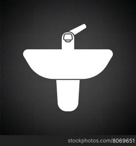 Wash basin icon. Black background with white. Vector illustration.