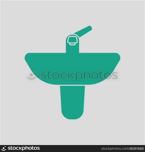 Wash basin icon. Gray background with green. Vector illustration.