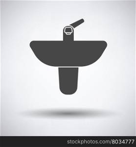 Wash basin icon on gray background, round shadow. Vector illustration.