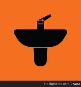 Wash basin icon. Orange background with black. Vector illustration.