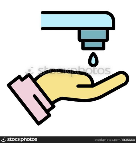 Wash hand icon. Outline wash hand vector icon color flat isolated. Wash hand icon color outline vector