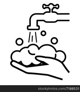 wash hands line silhouette icon hands under the water tap vector illustration personal hygiene disinfection skin care antibacterial washing eps 10. wash hands line silhouette icon hands under the water tap vector illustration personal hygiene disinfection skin care antibacterial washing.