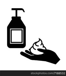 Wash hands with liquid soap vector icon filled flat sign for mobile concept and web design Hands antiseptic bottle glyph icon symbol, logo illustration eps 10. Wash hands with liquid soap vector icon filled flat sign for mobile concept and web design Hands antiseptic bottle glyph icon symbol, logo illustration