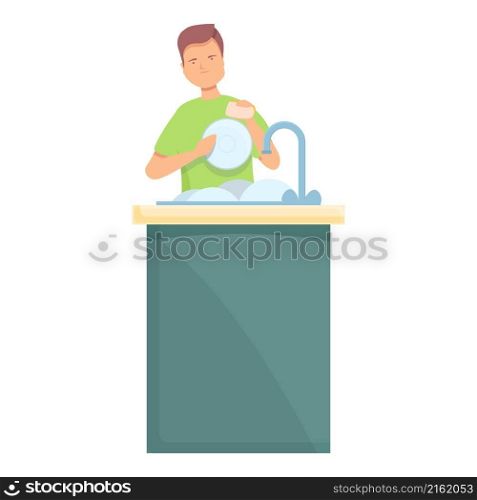 Wash home dish icon cartoon vector. Cleaning household. Domestic cleaner. Wash home dish icon cartoon vector. Cleaning household