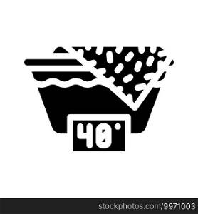 wash up to 40 degrees glyph icon vector. wash up to 40 degrees sign. isolated contour symbol black illustration. wash up to 40 degrees glyph icon vector illustration