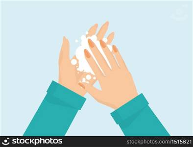 Wash your hand with soap for protect virus isolated on background.vector illustration.