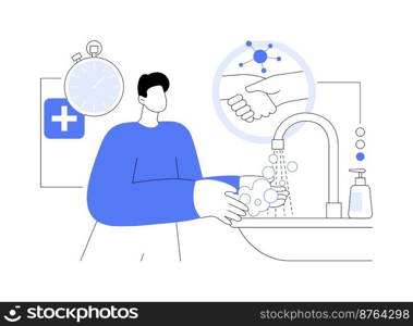 Wash your hands abstract concept vector illustration. Prevent virus spread, coronavirus exposure risk, hand sanitizer, personal hygiene, bacterial contamination, do your part abstract metaphor.. Wash your hands abstract concept vector illustration.