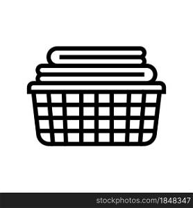 washed clean fabric clothes in basket line icon vector. washed clean fabric clothes in basket sign. isolated contour symbol black illustration. washed clean fabric clothes in basket line icon vector illustration