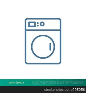 Washer Machine Laundry Icon Vector Logo Template Illustration Design. Vector EPS 10.