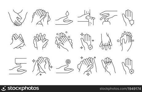 Washing hand. Soap pump cleaning hygiene step foam bathroom medical symbols vector illustrations. Soap hygiene for health, cleanser disinfecting. Washing hand. Soap pump cleaning hygiene step foam bathroom medical symbols vector illustrations