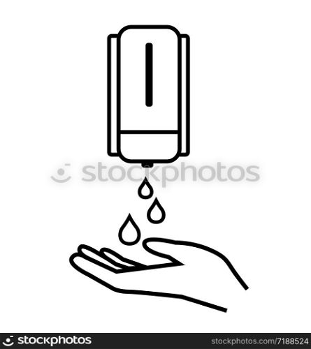Washing hand with soap line icon antiseptic bottle, cleaning icon hygiene icons eps 10. Washing hand with soap line icon antiseptic bottle, cleaning icon hygiene icons