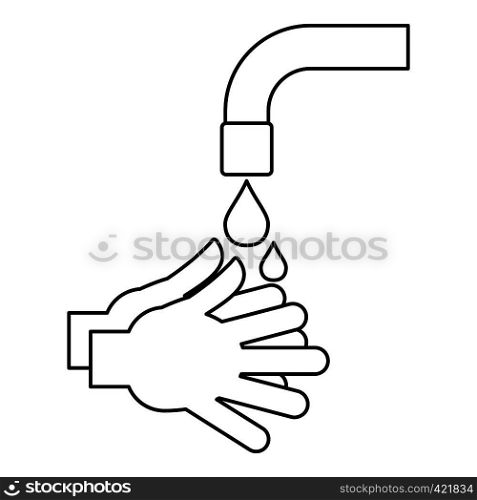Washing hands icon. Outline illustration of washing hands vector icon for web. Washing hands icon, outline style