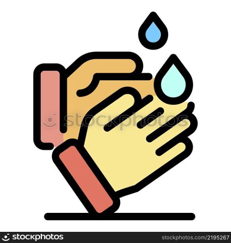 Washing hands icon. Outline washing hands vector icon color flat isolated. Washing hands icon color outline vector