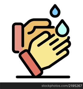 Washing hands icon. Outline washing hands vector icon color flat isolated. Washing hands icon color outline vector