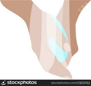 Washing hands in running water with a bar of soap close up vector