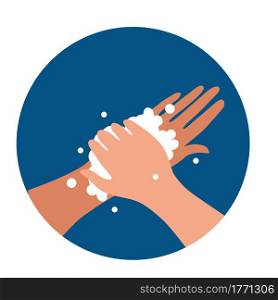 Washing hands with soap and water properly cartoon vector illustration. Flat medical care hygiene personal skin cleaning procedure colorful concept. Virus prevention protection steps design template. Washing hands with soap and water properly cartoon vector illustration
