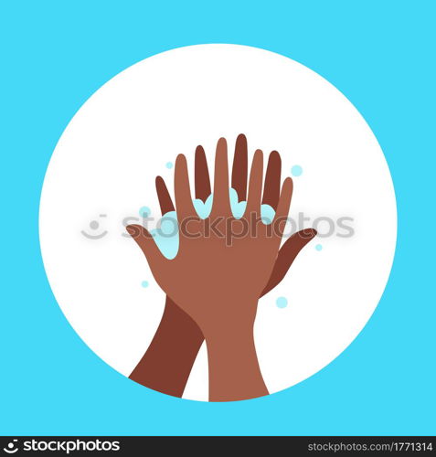 Washing hands with soap and water properly cartoon vector illustration. Flat medical care hygiene personal skin cleaning procedure colorful concept. Virus prevention protection steps design template. Washing hands with soap and water properly cartoon vector illustration.