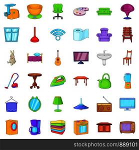 Washing icons set. Cartoon style of 36 washing vector icons for web isolated on white background. Washing icons set, cartoon style