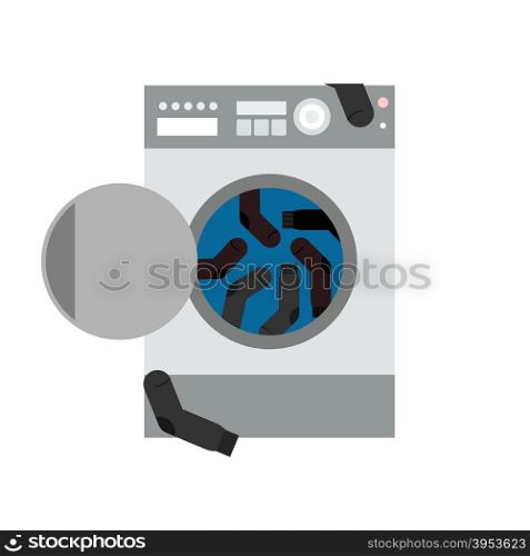 Washing machine and socks. Vector illustration&#xA;