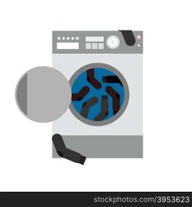 Washing machine and socks. Vector illustration&#xA;