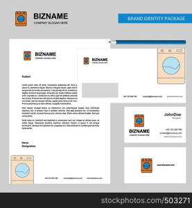 Washing machine Business Letterhead, Envelope and visiting Card Design vector template