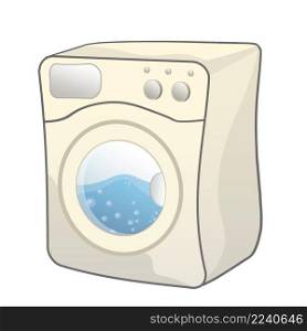 Washing machine cartoon on white background, vector illustration