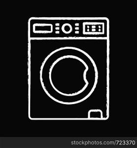 Washing machine chalk icon. Laundry machine. Washer. Household appliance. Isolated vector chalkboard illustration. Washing machine chalk icon