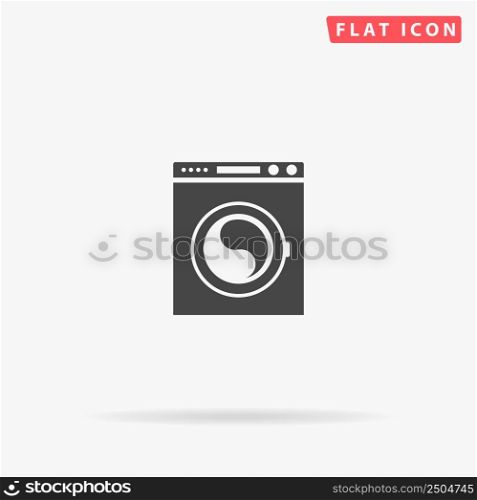 Washing Machine flat vector icon. Glyph style sign. Simple hand drawn illustrations symbol for concept infographics, designs projects, UI and UX, website or mobile application.. Washing Machine flat vector icon