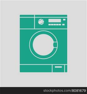 Washing machine icon. Gray background with green. Vector illustration.