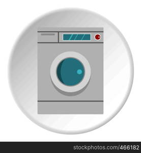 Washing machine icon in flat circle isolated on white background vector illustration for web. Washing machine icon circle