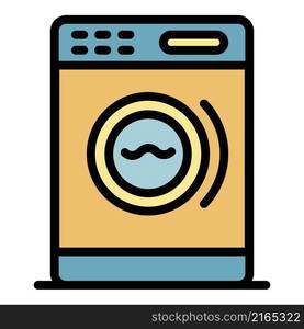 Washing machine icon. Outline washing machine vector icon color flat isolated. Washing machine icon color outline vector