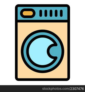 Washing machine icon. Outline washing machine vector icon color flat isolated. Washing machine icon color outline vector