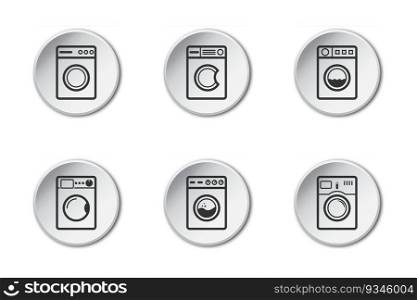 Washing machine icon set. Home appliances. Vector illustration. 
